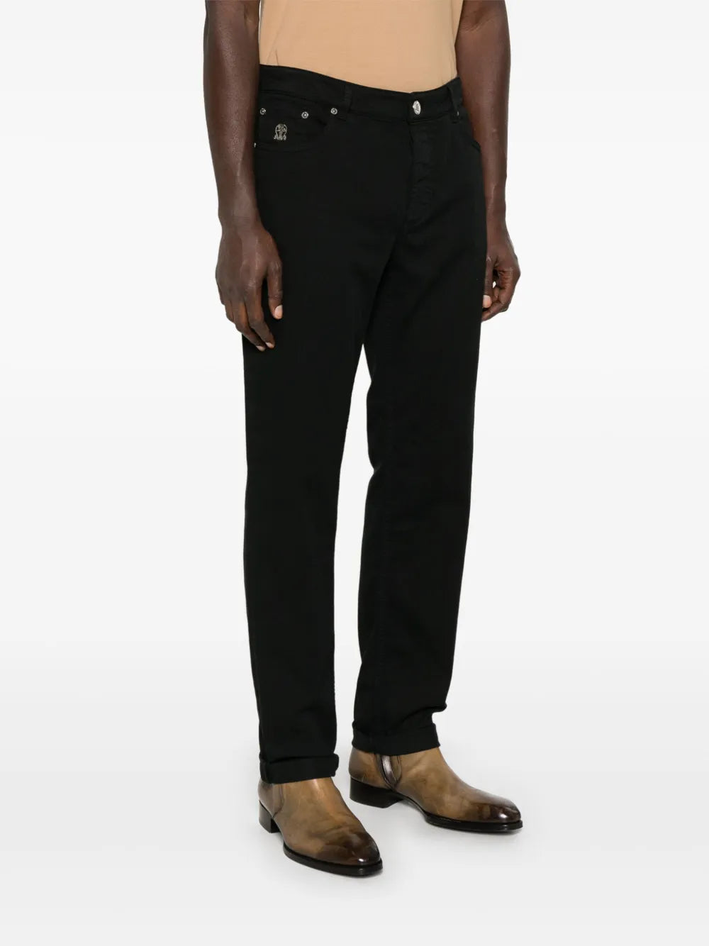 Calça jeans com logo bordado