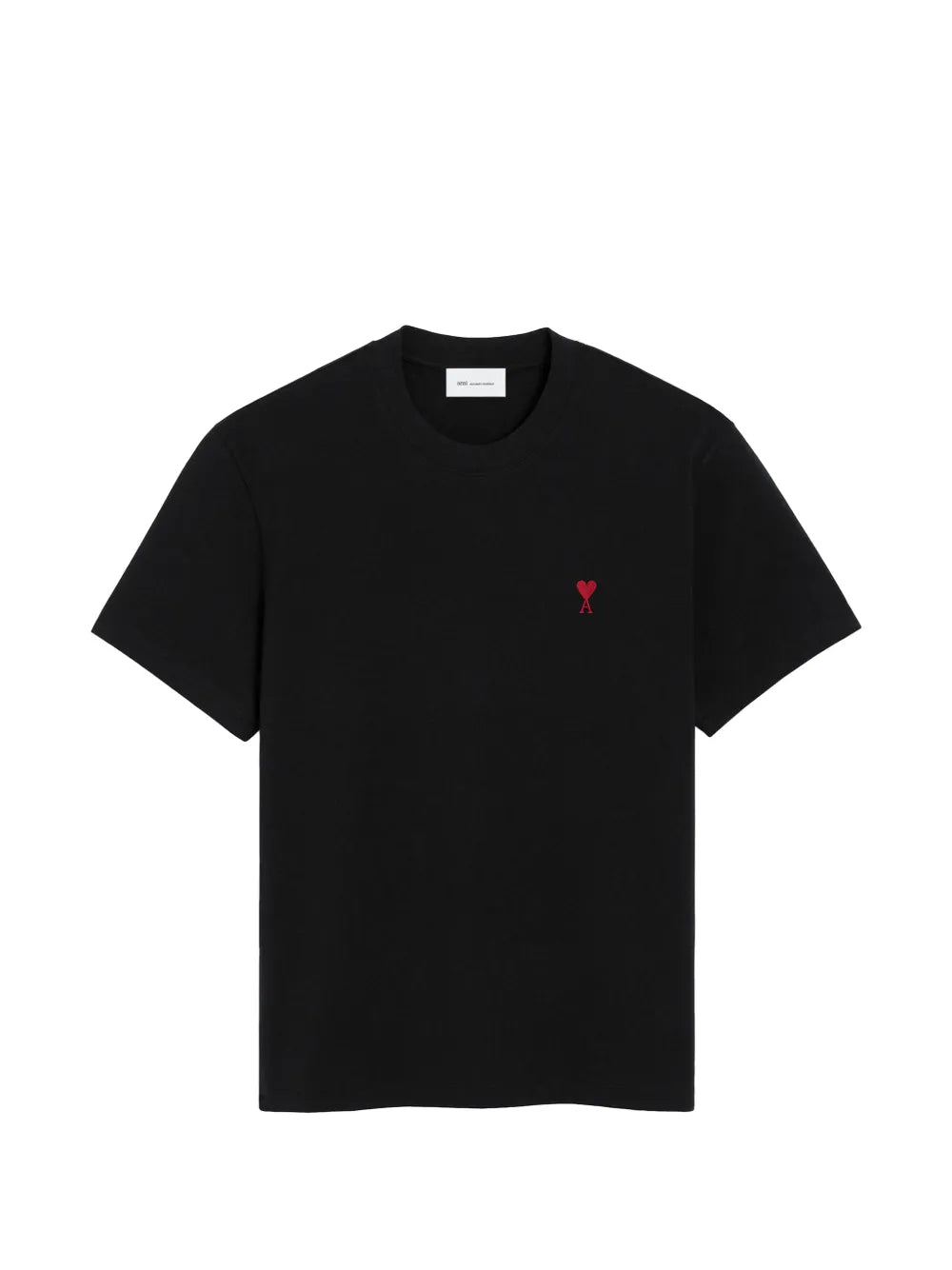 Camiseta preta em jersey de algodão com Ami de Coeur