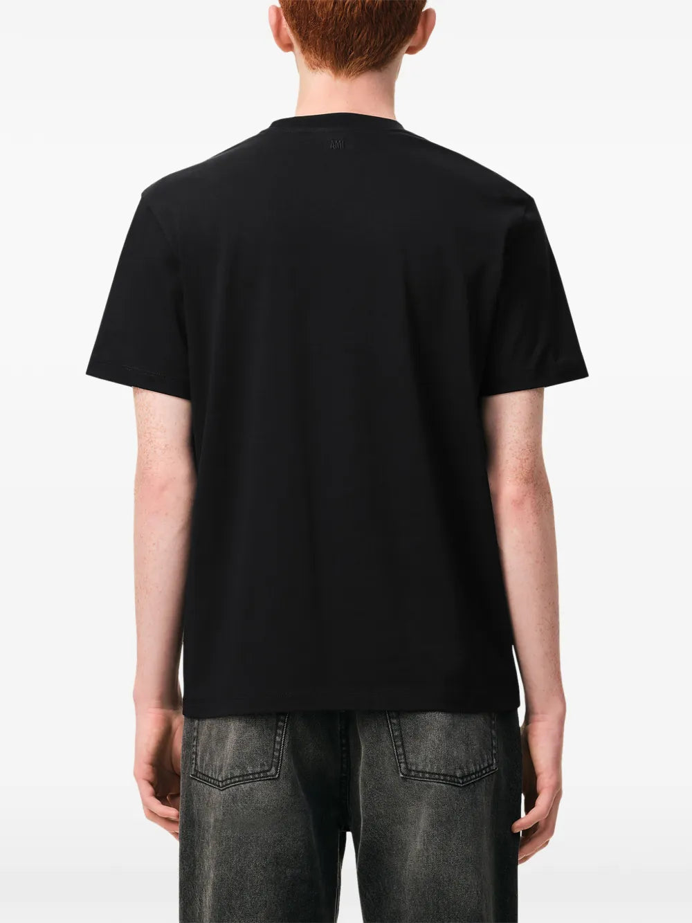 Camiseta preta em jersey de algodão com Ami de Coeur