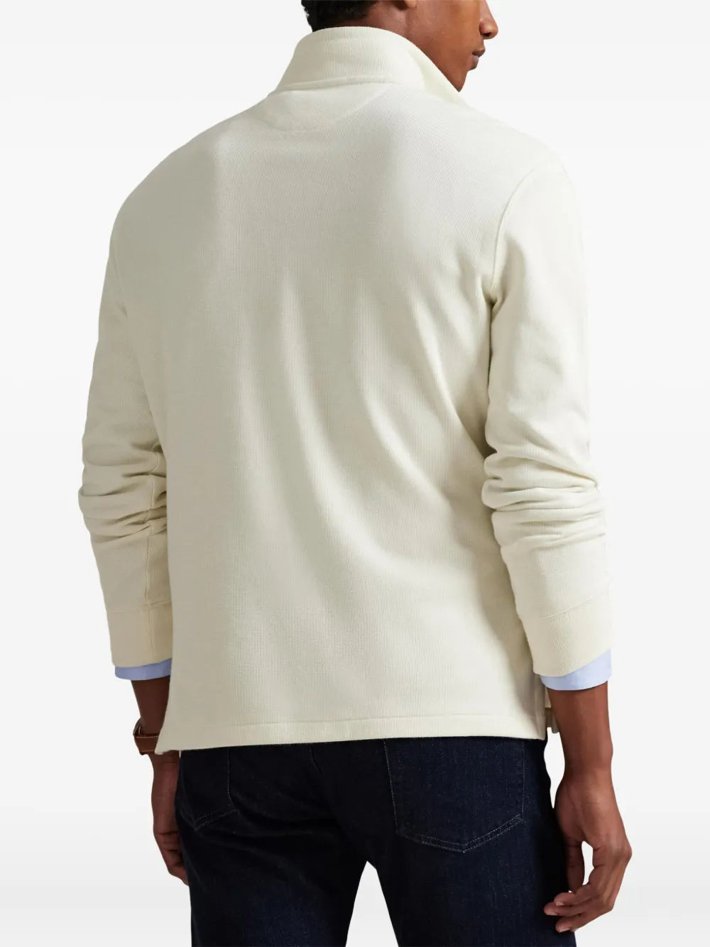 Quarter Zip com zíper parcial branco creme Ralph Lauren